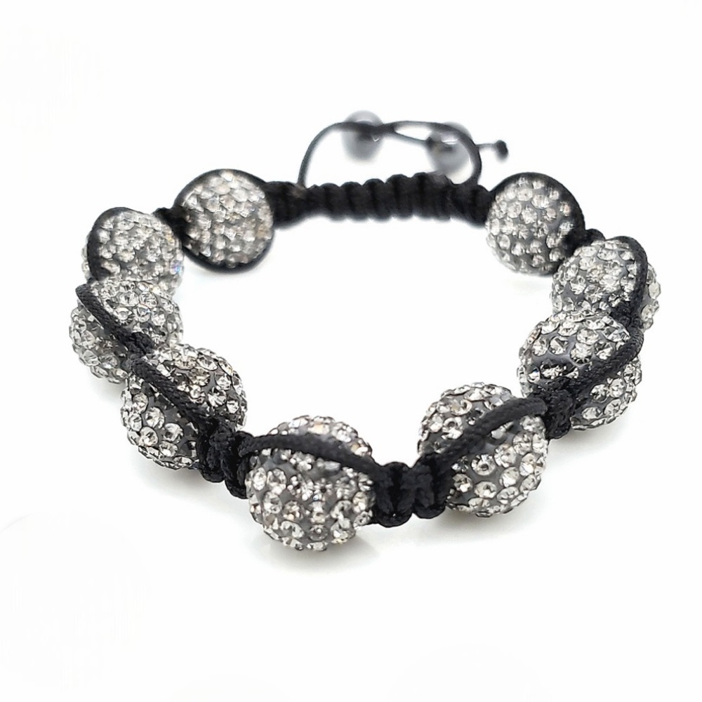 Rhinestone Encrusted Disco Ball Adjustable String Bracelet